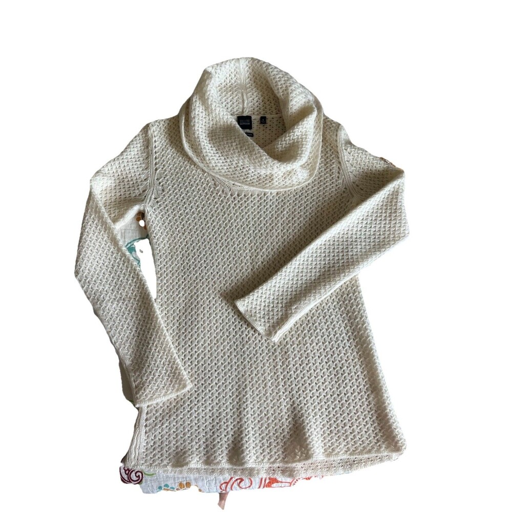 Blue Saks Fifth Avenue Cashmere Cowl Neck Sweater Size Small Basket Weave
